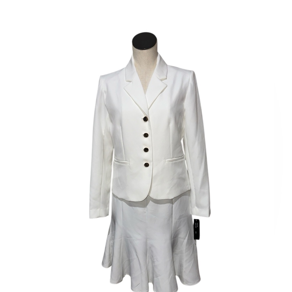 NWT Shelby Rose New York True Red 2PCs Suit Set Blazer Skirt SZ-6 White - Picture 3 of 6